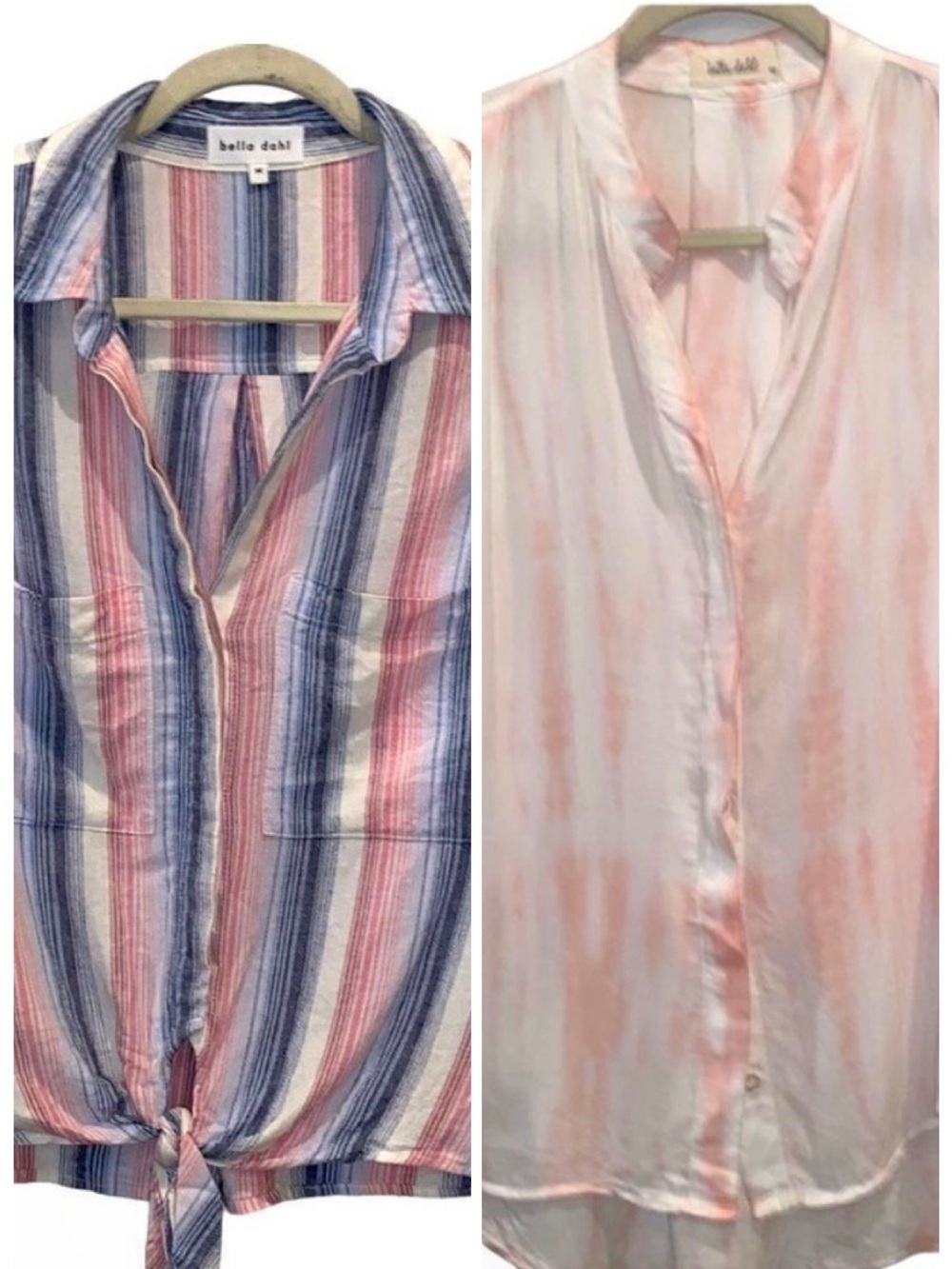 Revolve Bella Dahl Bundle Sleeveless Frayed Button Down Medium Striped Tie Dye